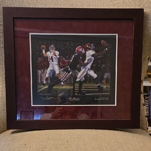 Framed Sports Art Print with Dark Brown Frame